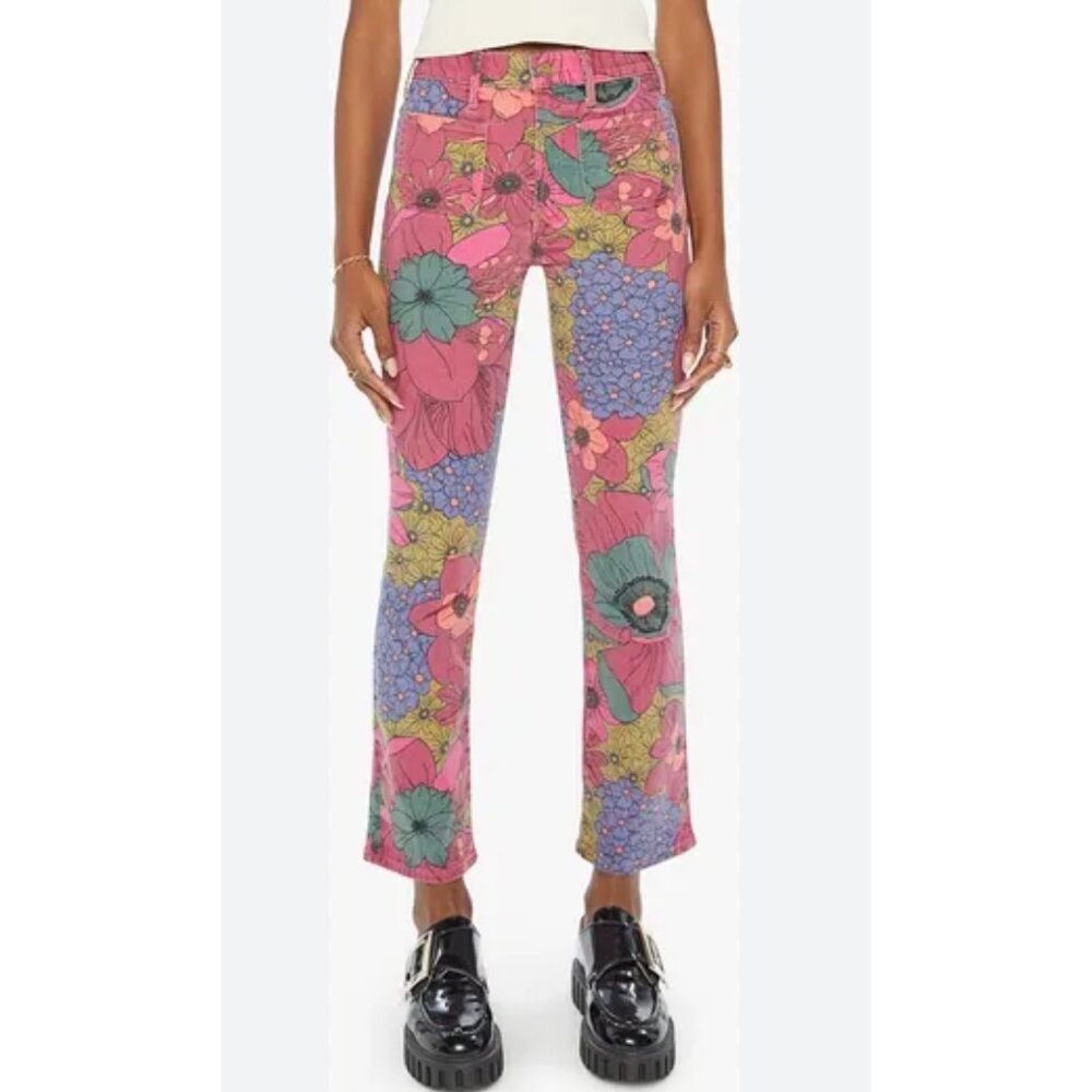 MOTHER The Patch Pocket Insider Flood Jeans in Psychic Floral NWT $285 25